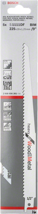 Bosch S 1111 DF BIM reciprocating saw blade for wood and metal.