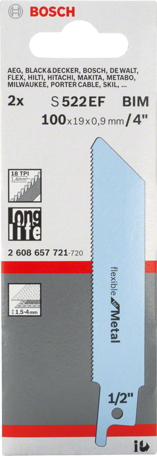Bosch S 522 EF BIM metal cutting saw blade 100mm.