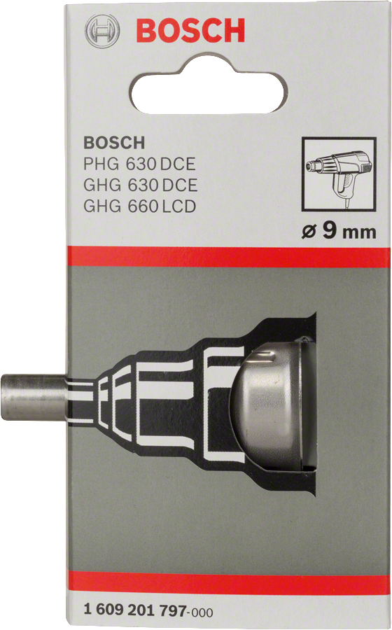 Bosch reducing nozzle 9 mm for heat gun accessories.