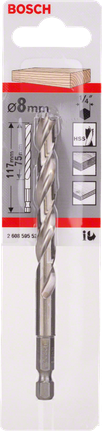 Bosch 8mm brad point drill bit 1/4″ hex.