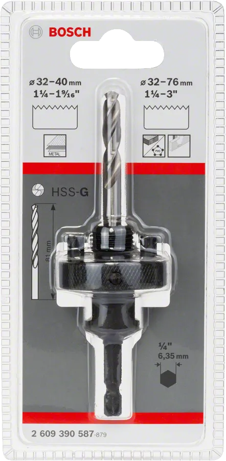 Bosch hexagon socket adapter for 32-76 mm hole saws.