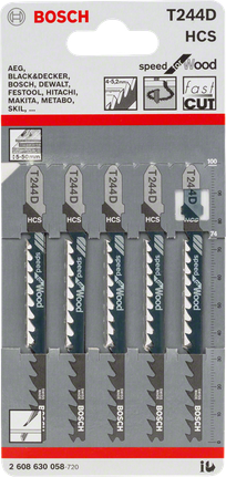 Jigsaw blade T 244 D Bosch jigsaw blades T 244 D 5-pack.