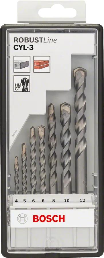 Bosch 7-piece Robust Line CYL-3 concrete drill bit set.
