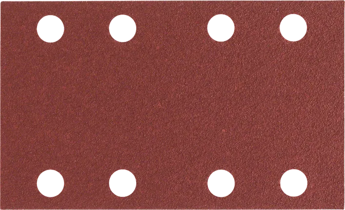 Bosch rectangular sanding sheet with 8 dust extraction holes.