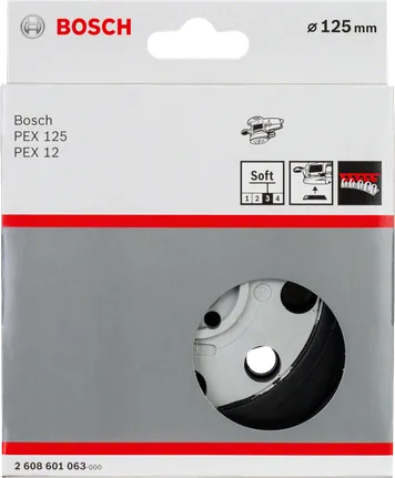 Bosch 125mm sanding pad for PEX 125 and PEX 12 sanders.