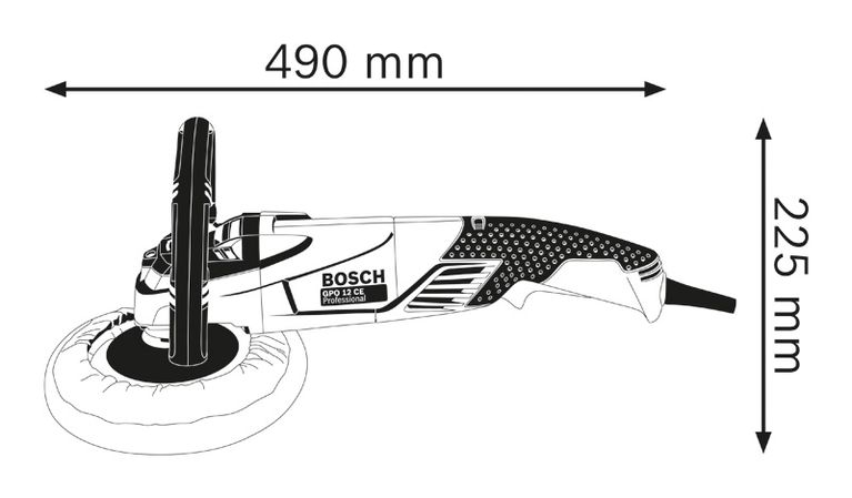 Polisher dimensions diagram.