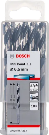 Bosch HSS PointTeQ 6.5mm twist drill bit set.