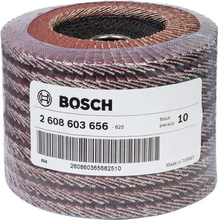 Bosch flap wheel abrasive for sanding and finishing.