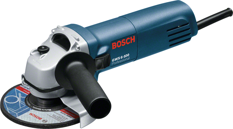 Bosch GWS 6-100 angle grinder, side handle shown.
