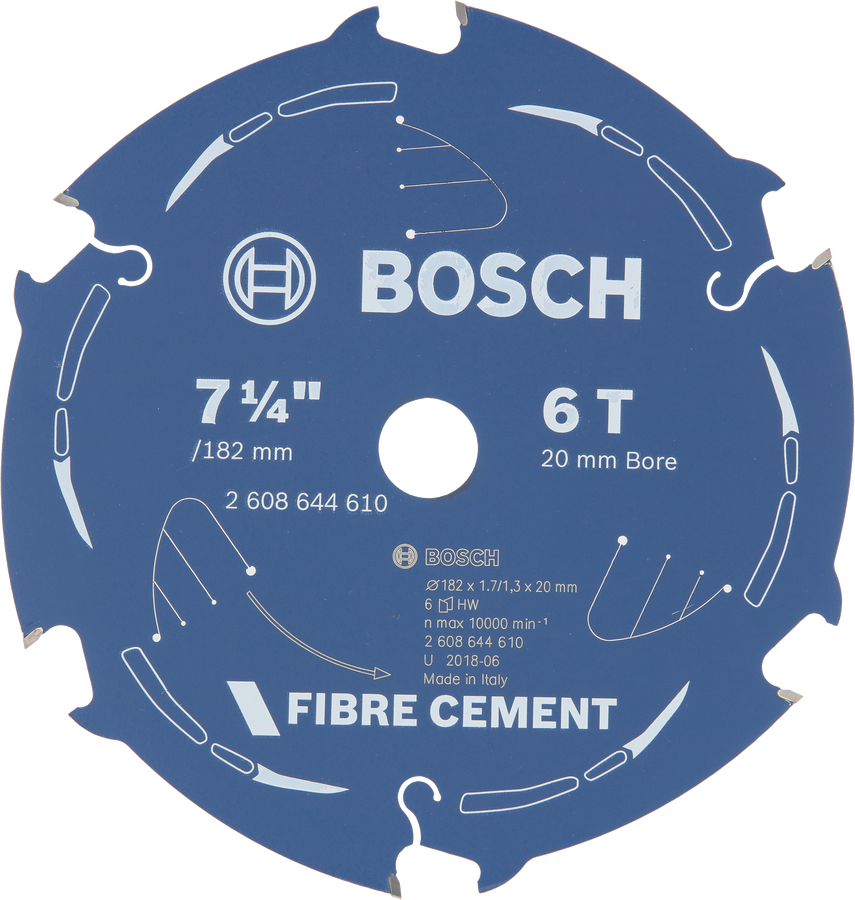Bosch fibre cement circular saw blade 7 1/4 inch 6 teeth.