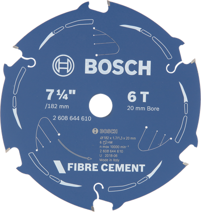 Bosch fibre cement circular saw blade 7 1/4 inch 6 teeth.