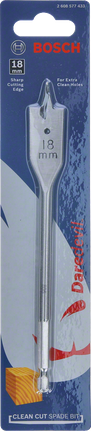 Bosch Daredevil 18 mm clean cut spade bit.