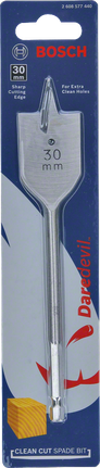 Bosch Daredevil 30 mm clean cut spade bit.