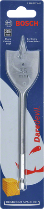 Bosch Daredevil 35 mm clean cut spade bit.