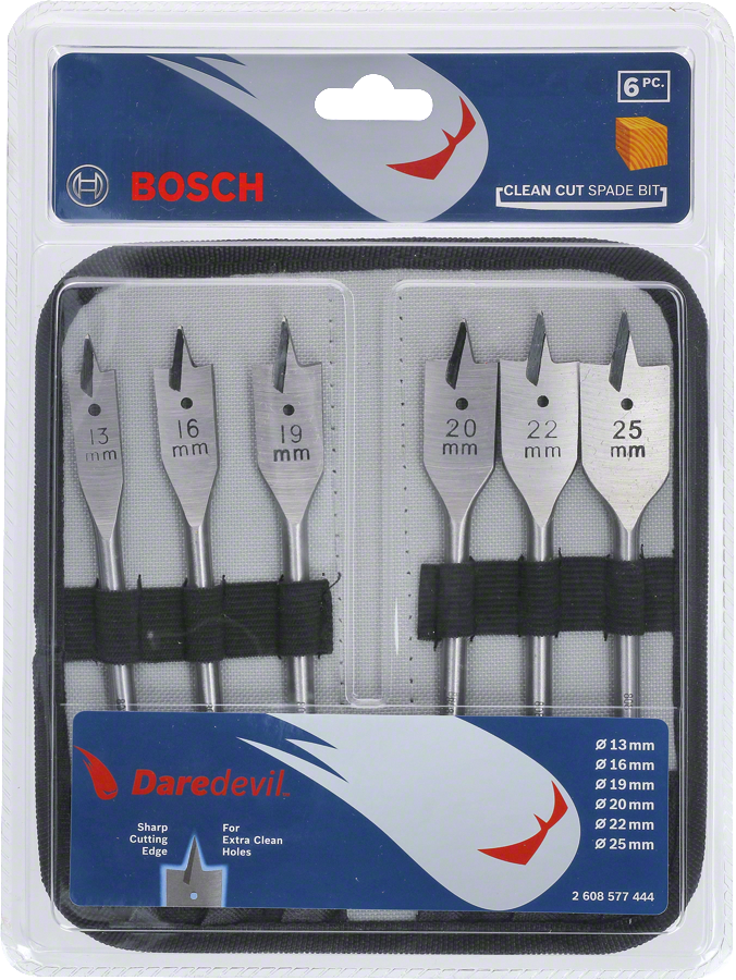 Bosch 6-piece Daredevil Clean Cut Spade Bit Set 13-25 mm.