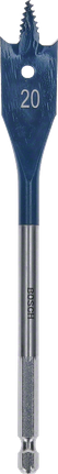 Bosch flat wood drill bit 20 mm with hex shank.