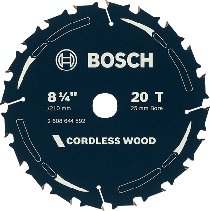Bosch cordless wood saw blade 8 1/4 inch 20 teeth.