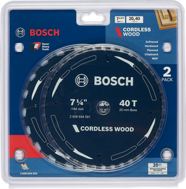 Bosch cordless wood saw blade set 7 1/4″ 20, 40 teeth.