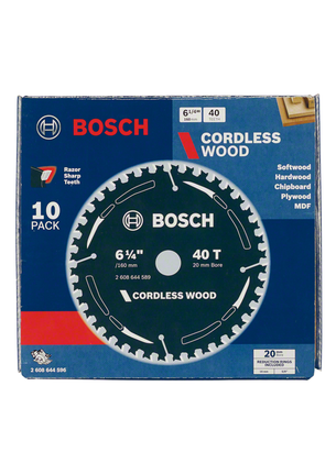 Bosch cordless wood 6 1/4″ 40T saw blade.