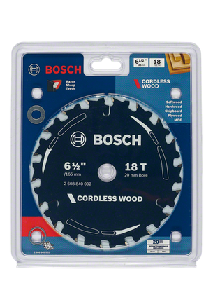 Bosch cordless wood 6 1/2″ 18T saw blade.