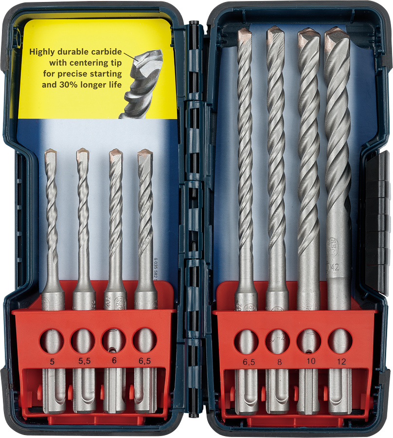 Bosch SDS plus-3 hammer drill bits 8pcs set in case.