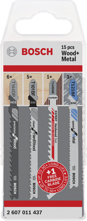 PRO Wood and Metal Set, 15 pcs Bosch jigsaw blade set wood and metal.