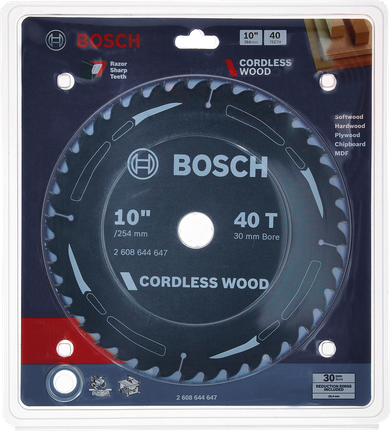Bosch cordless wood circular saw blade 10″ 40T.