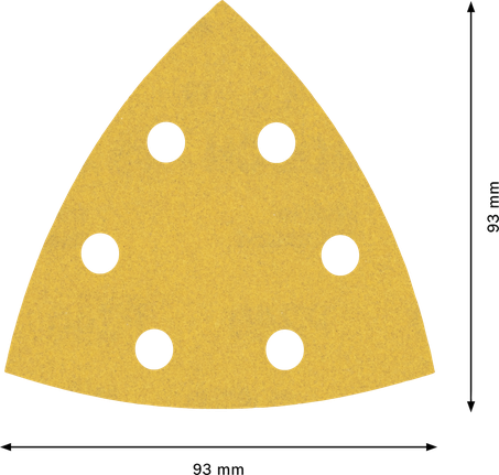 EXPERT C470 Sandpaper Set for Delta Sanders 93 mm, G 60/120/240 6-pc Bosch EXPERT C470 93mm delta sandpaper with 6 holes.