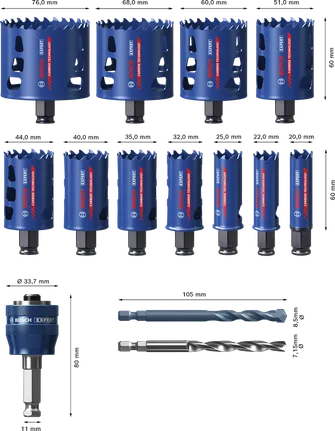 Bosch EXPERT Multi Material Hole Saw Set 14-piece.