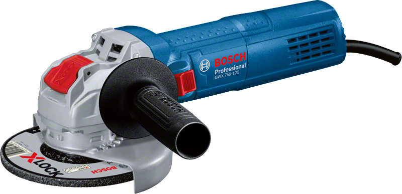 Bosch GWX 750-125 angle grinder with X-LOCK system.