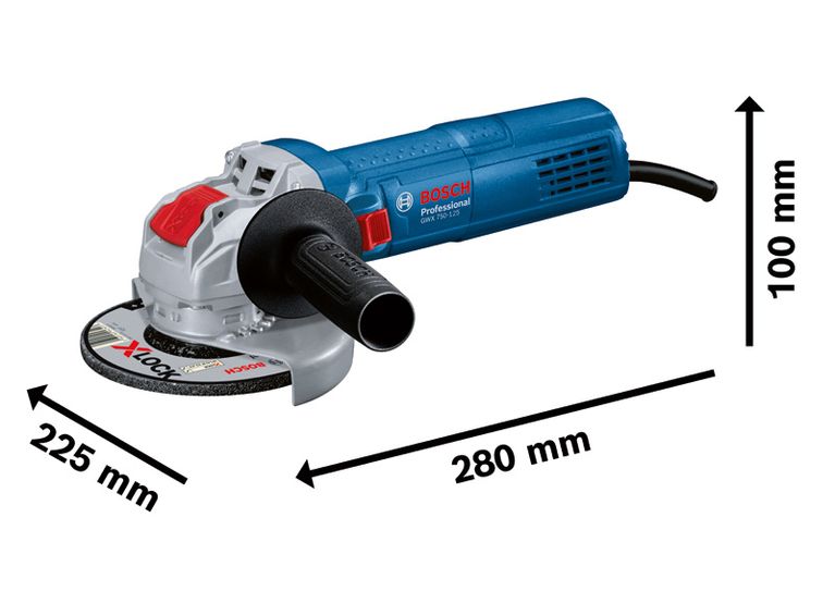 Bosch GWX 750-125 angle grinder with X-LOCK feature.