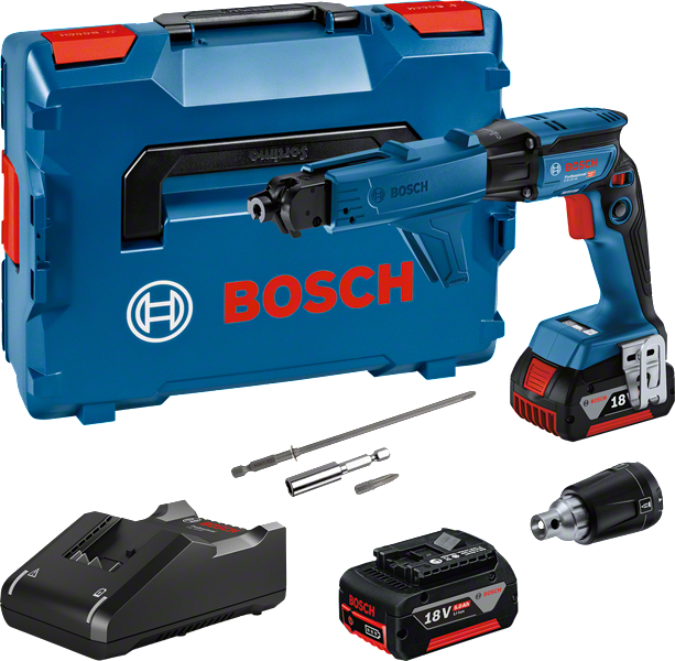 Bosch GTB 18V-45 cordless drywall screwdriver set.