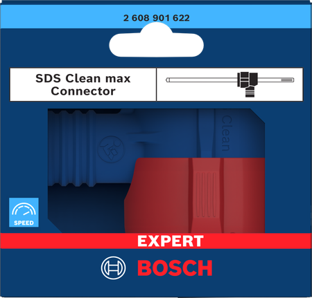 EXPERT SDS Clean max Connector for Hammer Drill Bit Bosch SDS Clean max Connector packaging.