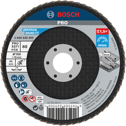 Bosch PRO X571 Flap Disc angled 100mm G60 for metal.