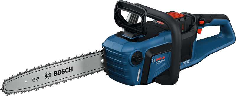 Bosch GKE 18V-40 cordless chainsaw with ProCORE battery.