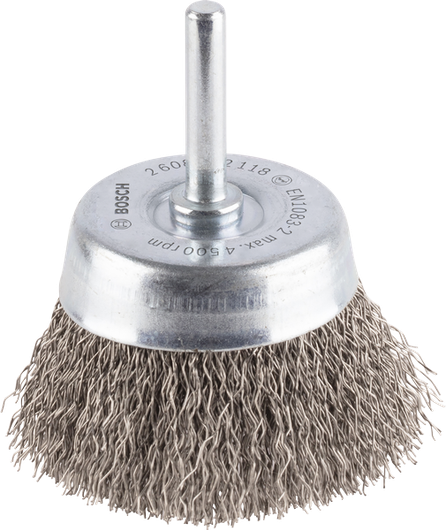 Bosch PRO stainless steel clean cup brush, crimped wire.