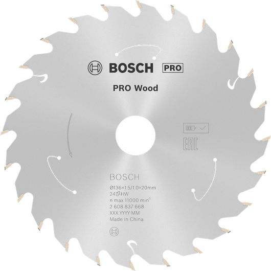 Bosch PRO Wood circular saw blade, 136 mm 24T.