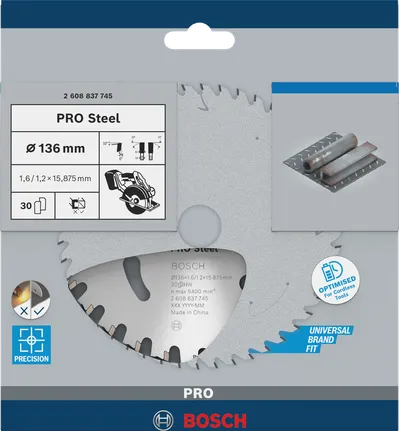 Bosch PRO Steel circular saw blade 136×1.6×15.875 mm.
