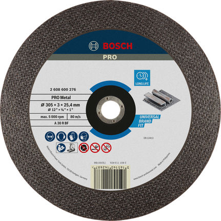 PRO Metal Cutting Disc, 305 x 3 x 25.4 mm Bosch PRO Metal Cutting Disc 305 x 3 x 25.4 mm.