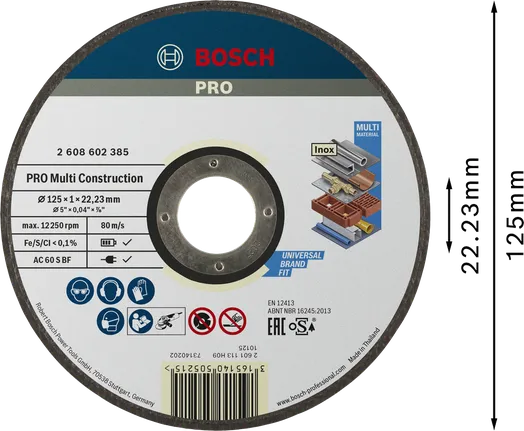 Bosch PRO Multi Material Cutting Disc 125 mm for construction.