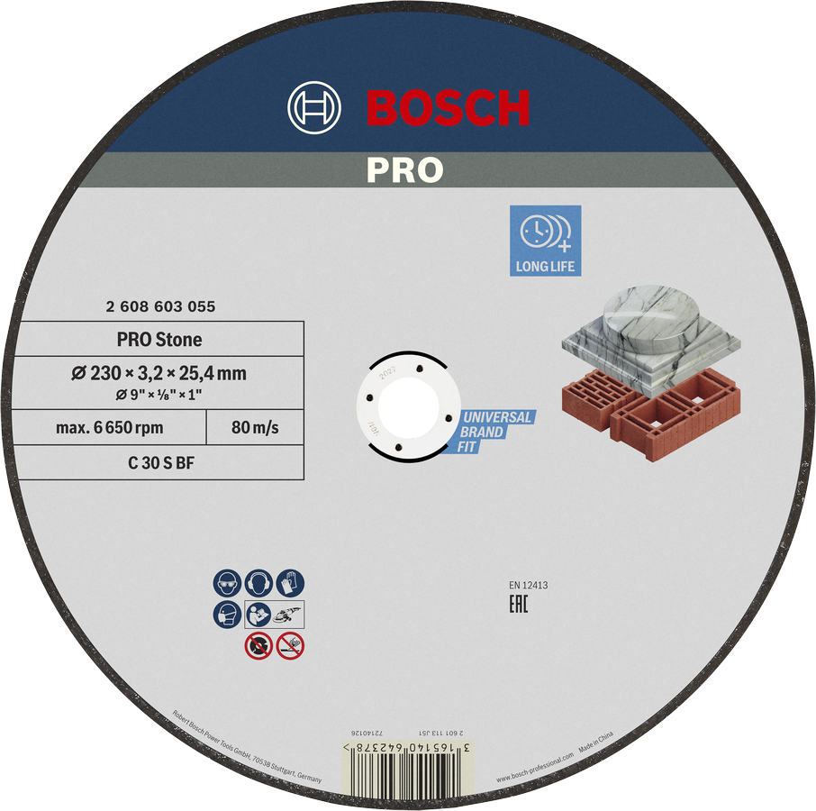 Bosch PRO Stone Cutting Disc 230mm long life.