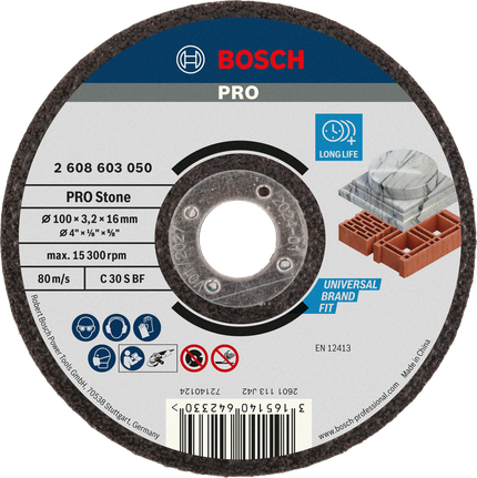 Bosch PRO Stone Cutting Disc for stone, 100 mm diameter.