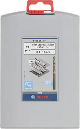 Bosch PRO stainless steel HSS-Co drill bit set 1–10 mm.
