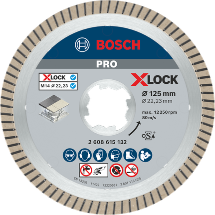 Bosch PRO Ceramic X-Lock diamond disc 125 mm for tile cutting.