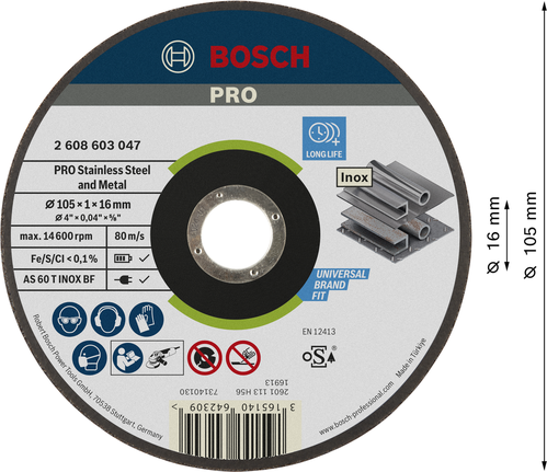 Bosch PRO Stainless Steel and Metal Cutting Disc 105 mm.