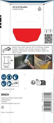 Bosch EXPERT AIZ 32 AIT MetalMax 32×40 mm plunge cut blade 5-pack.