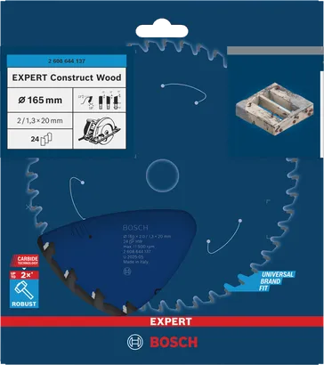Bosch Expert Construct Wood 165 mm T24 saw blade.
