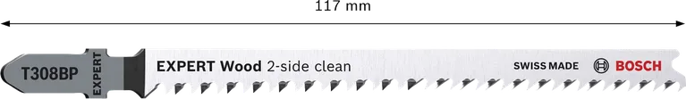 EXPERT Wood 2-side clean T308BP Jigsaw Blade, 3 pcs Bosch EXPERT Wood 2-side clean T308BP jigsaw blade.