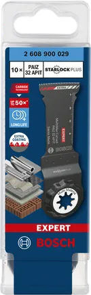 EXPERT MultiMax PAIZ 32 APIT Multitool Blade 32 mm 10-pc Bosch EXPERT MultiMax PAIZ 32 APIT carbide multitool blade 32 mm.