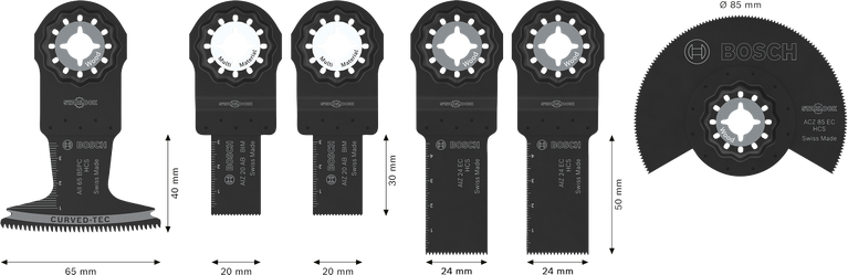 Bosch wood and soft metal blade set, 6 pieces.
